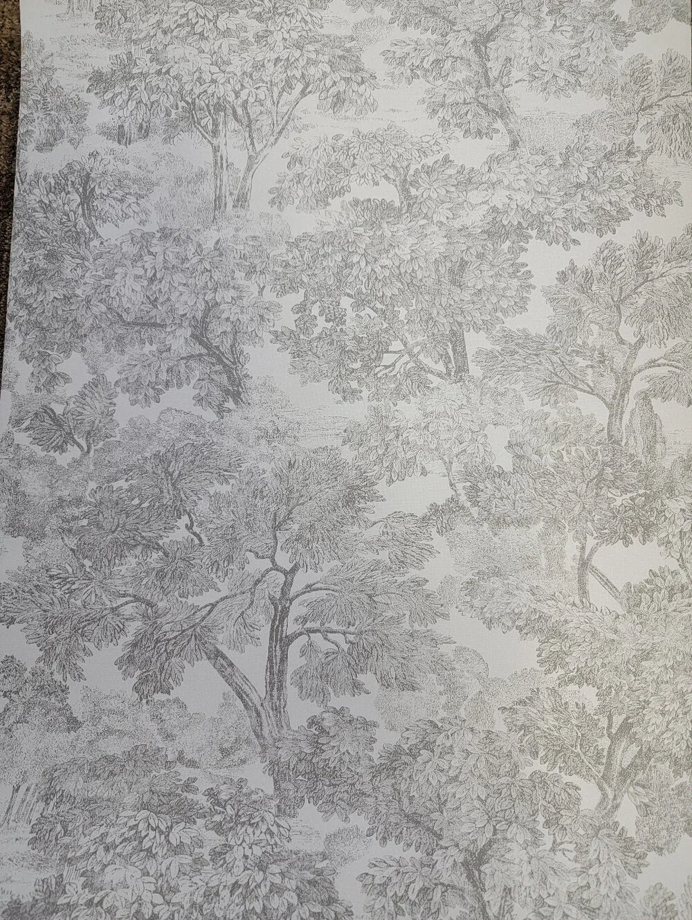 Wallpaper Spinney Grey Tree Toile